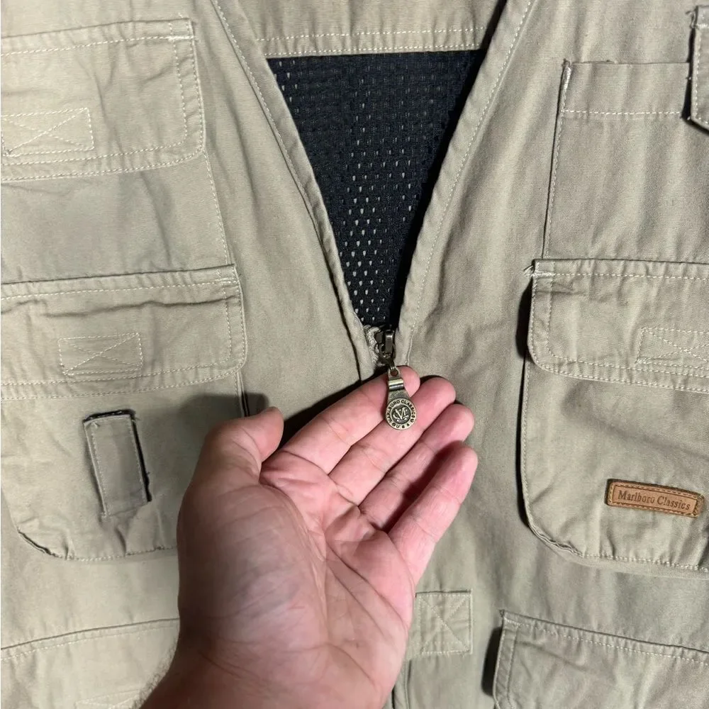 Vintage Marlboro Classics Plaid Lined Fishing Vest